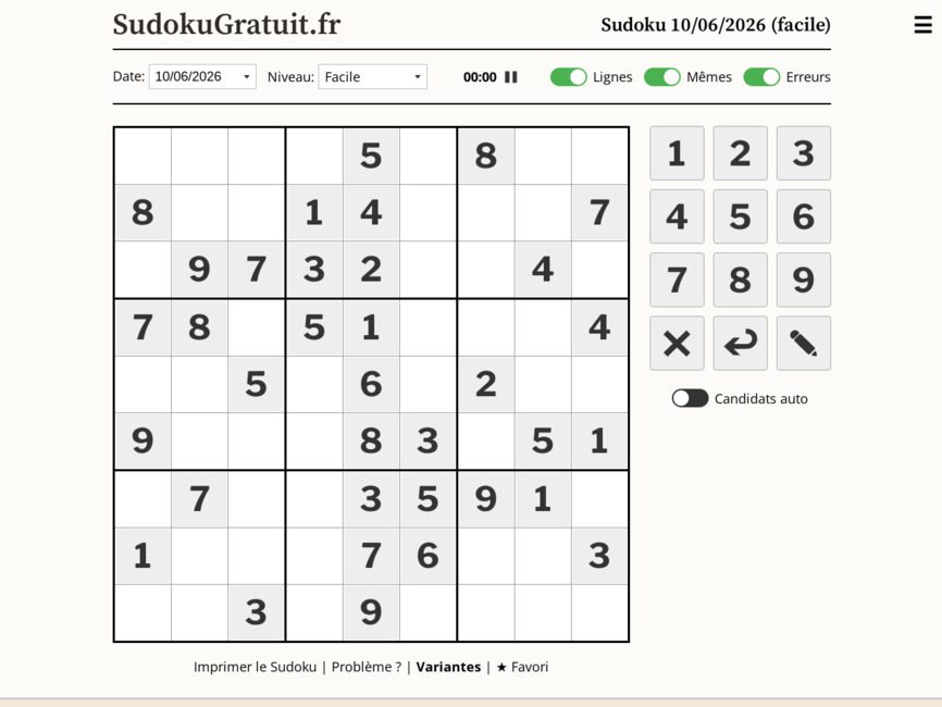 Sudoku gratuit en ligne
