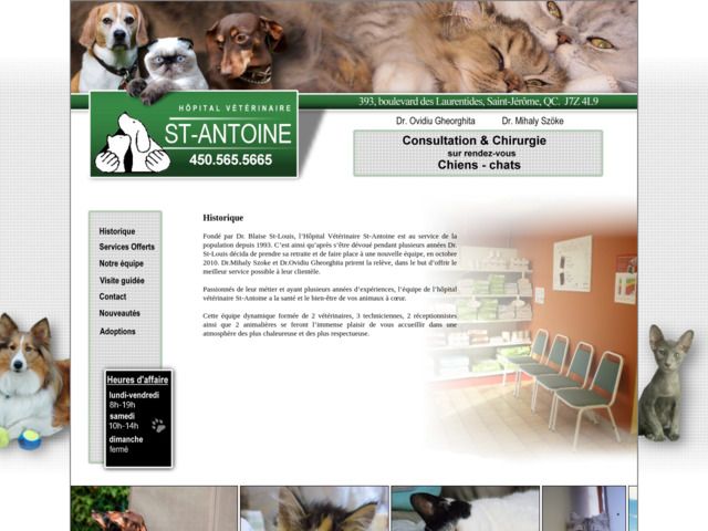 Hpital Vtrinaire St-Antoine, 393 boul, des Laurentides, St-Antoine, 450-565-5665, Dr Blaise