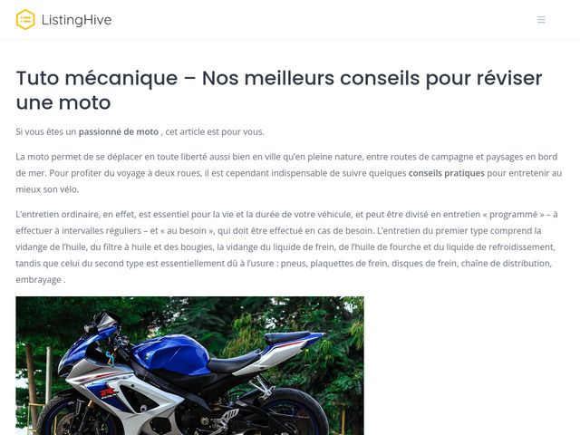 Site internet proposant des tutos de mcanique pour la moto