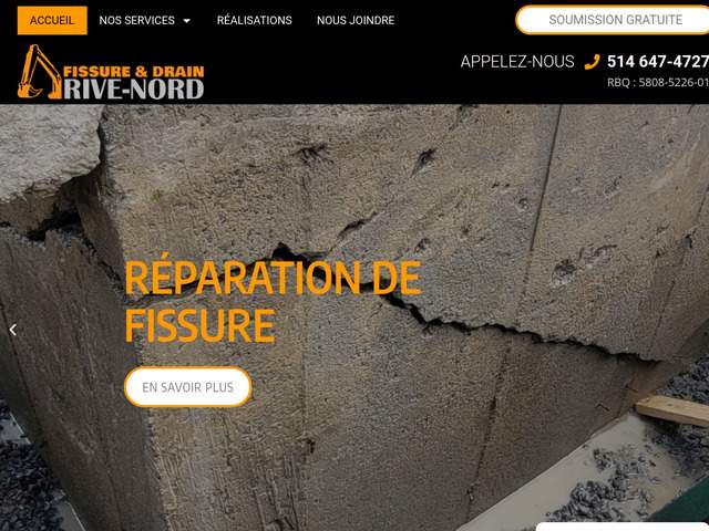 Fissure et drain Rive-Nord | Réparation de fissure de fondation Laval