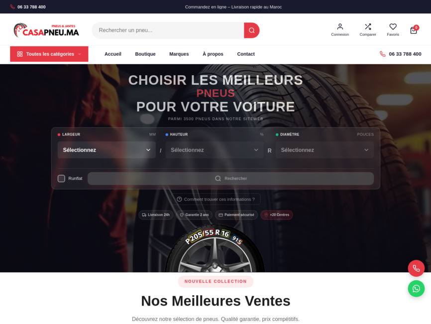 Casapneu.ma est une plateforme sp�cialis�e dans la vente de pneus au maroc,