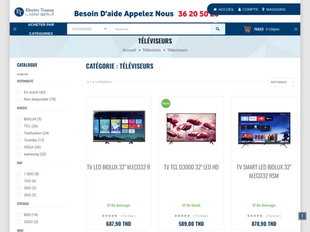 Tv smart prix tunisie