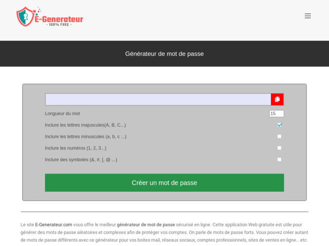Générateur de mots de passe sécurisé