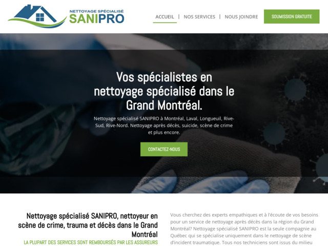 Nettoyage spcialis sanipro | nettoyeur en scne de crime grand montral