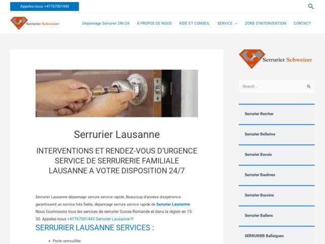 Serrurier Lausanne dépannage serrure service rapide, beaucoup d'années d'ex