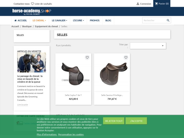 Sellerie en ligne horse academy shop
