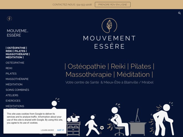 Mouvement Essre ostopathie, reiki, pilates, massothrapie, mditation