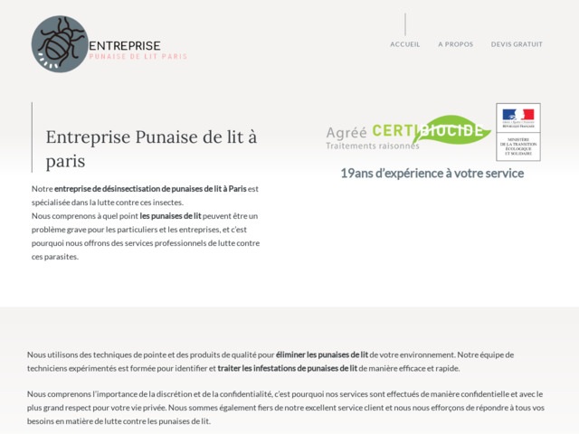 Entreprise de punaises de lit à Paris