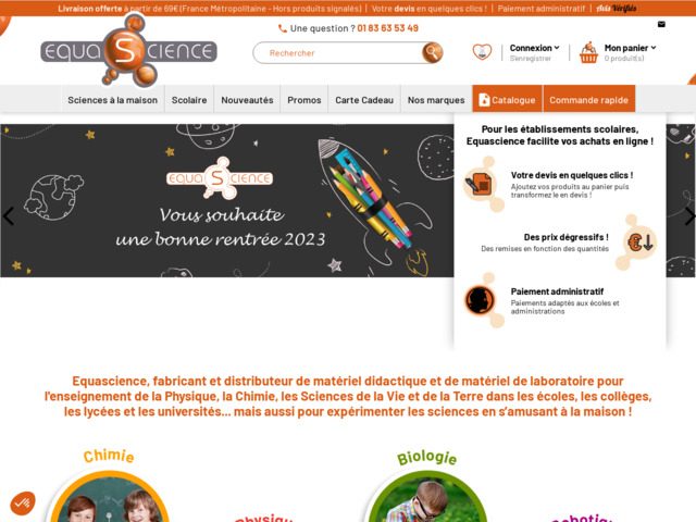 Equascience, vente en ligne de matériel et jeux scientifiques