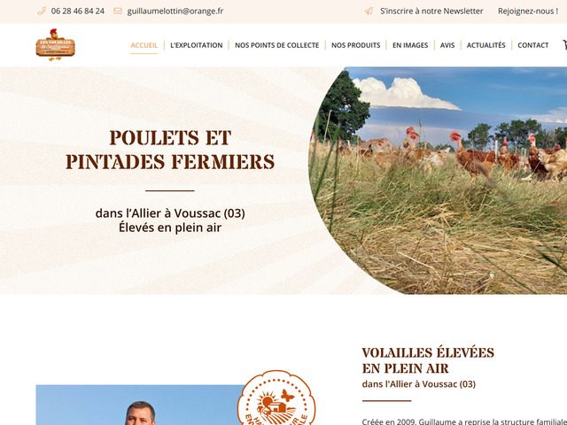 Volailles de Guillaume : volaille et poulet fermier à Voussac 03, Allier 03