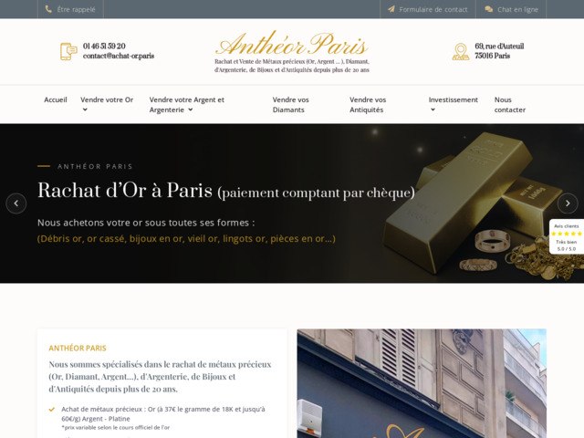Antheor paris : leader en rachat d'or et d'argent à paris