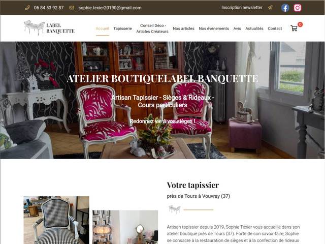 Label banquette - tapissier  vouvray en indre-et-loire (37)