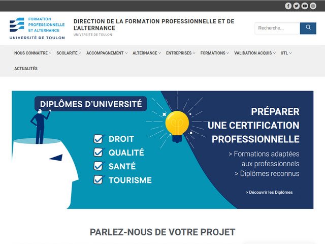 Formation professionnelle à Toulon - Université de Toulon