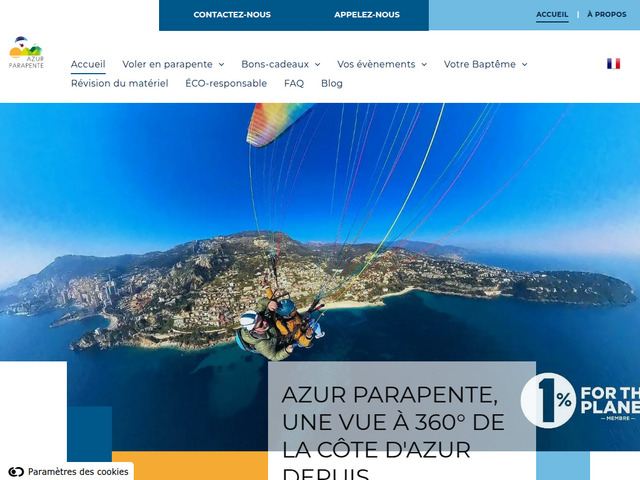 Baptême parapente biplace sur la Côte d'Azur