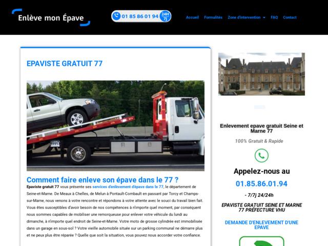Epaviste gratuit 77 enlevement epave gratuit 77 Seine-et-Marne vhu agree