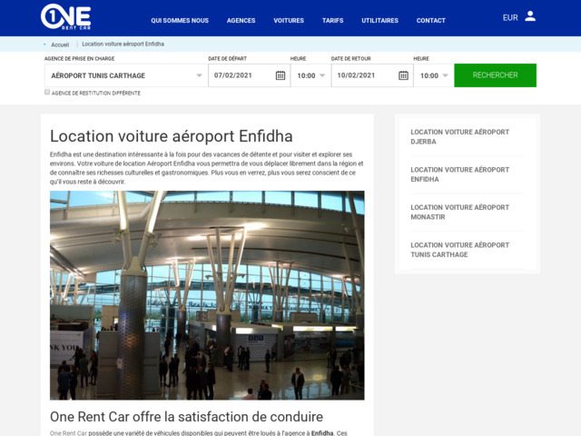 Location de voiture a l'aeroport d'Enfidha