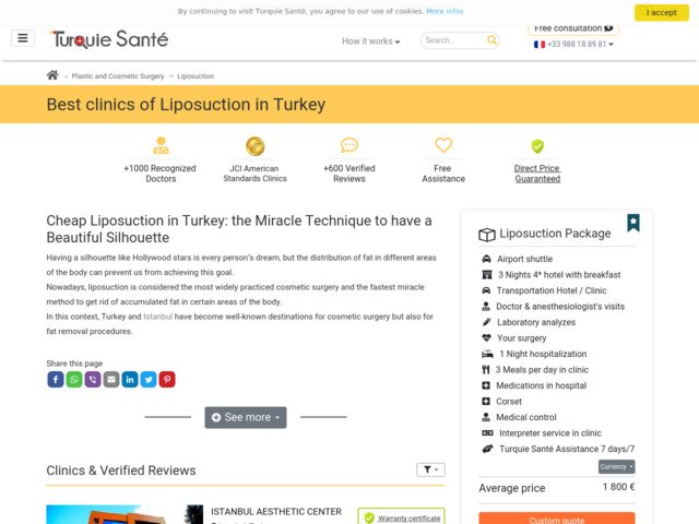 Liposuccion cout Turquie