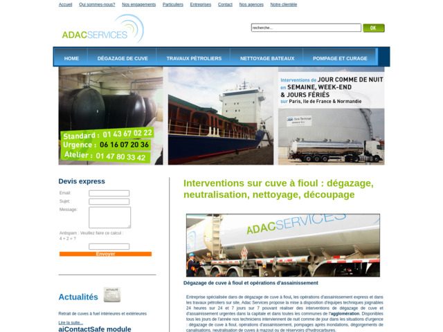 Adac pompage hydrocarbures bateaux cuves à fioul