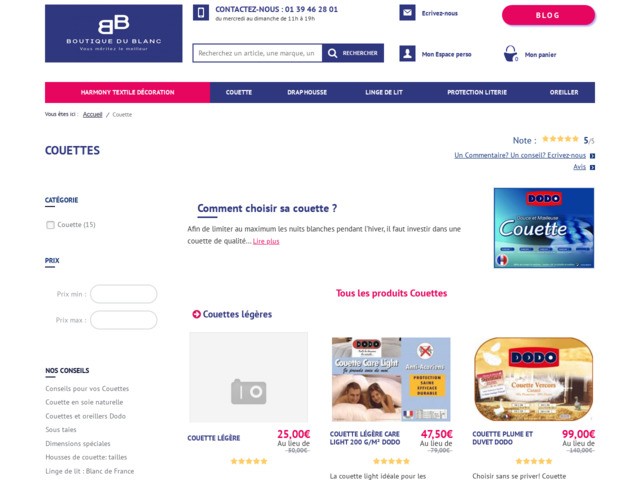 Un large choix de couettes dodo