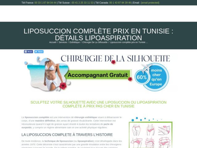 Offre meilleur prix d'une liposuccion complète en tunisie