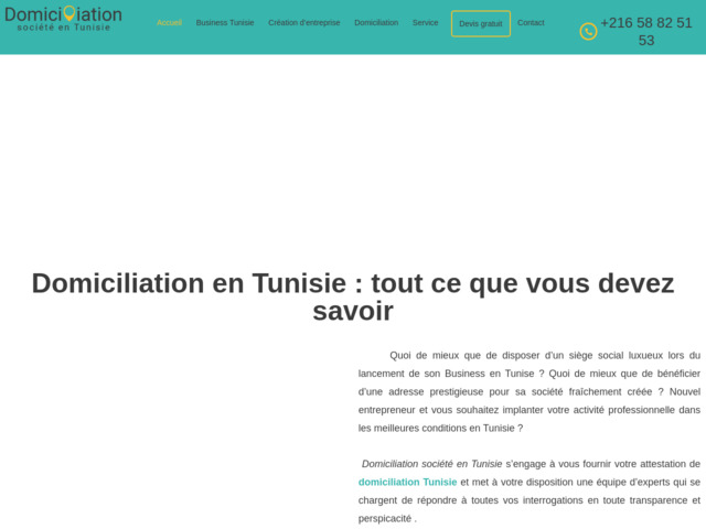 Domiciliation société en Tunisie