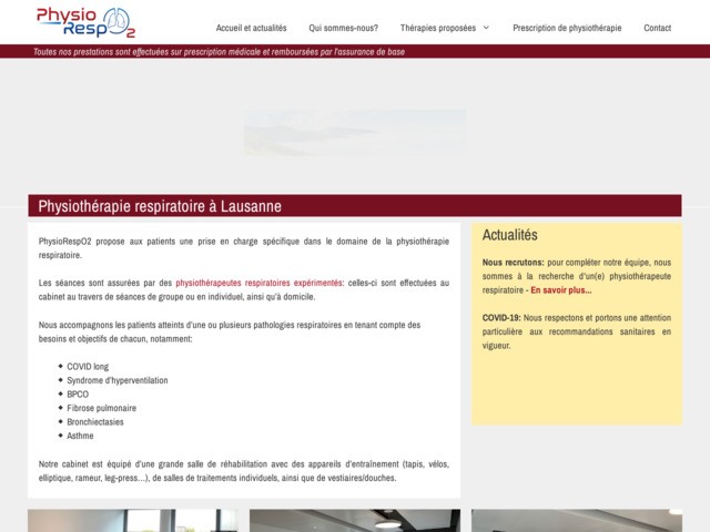 Physiorespo2.ch, spécialistes en thérapie respiratoire