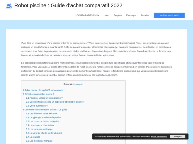 Guide d'achat comparatif des robots de piscine