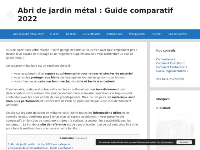 Guide d'achat comparatif des abris de jardin métal