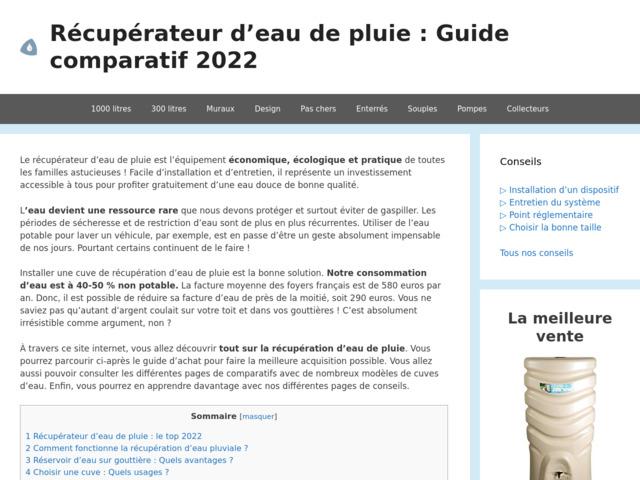 Guide d'achat comparatif des récupérateurs d'eau de pluie