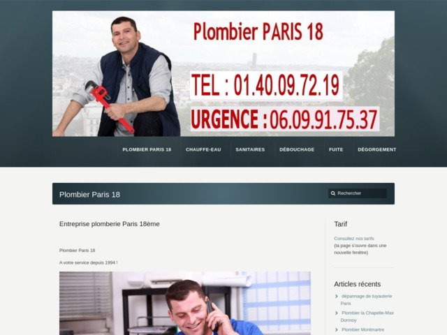 Prix plombier Paris 18