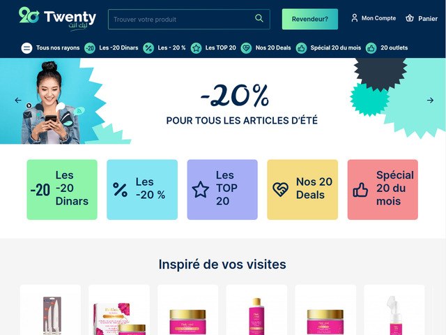 Achetez tous vos produits en ligne sur twenty, la première marketpace