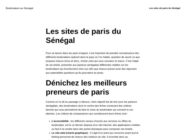 Les top sites de paris du Sénégal