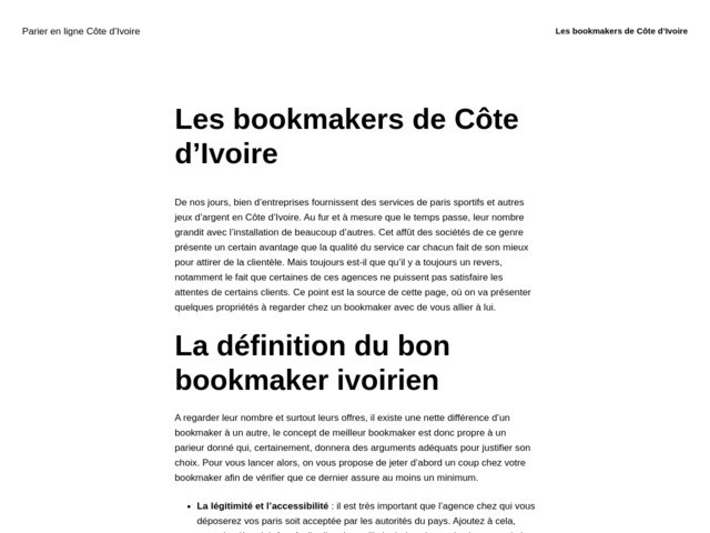 Paris sportifs Côte d'Ivoire