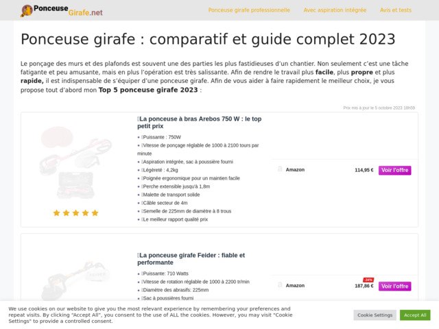 Ponceuse girafe : comparatif et guide complet
