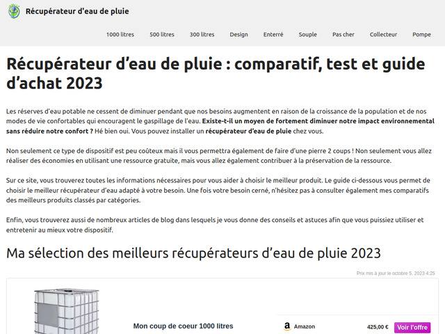 Recuperateur d'eau de pluie : comparatif, test et guide d'achat
