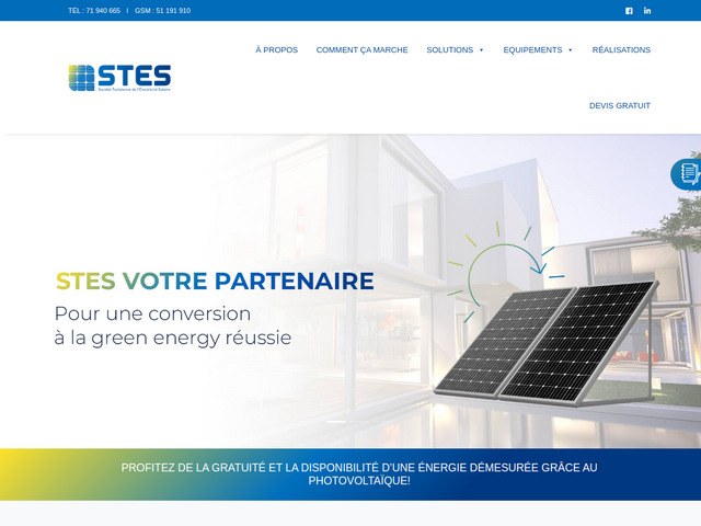Service d'énergie solaire - panneau photovoltaique Tunisie