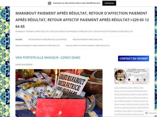 Marabout paiement après résultat, retour d'affection paiement après résultat