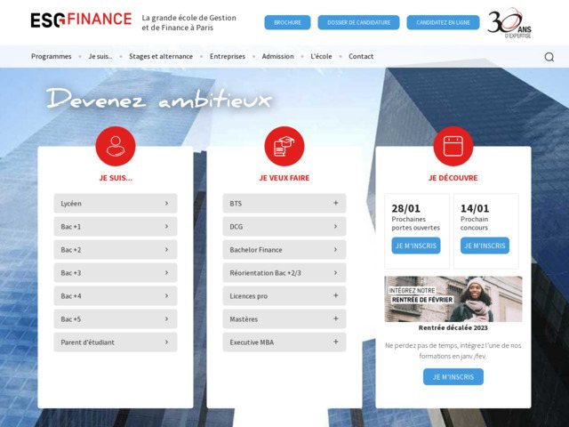 L'Ecole Superieure de Gestion et Finance, L'ESGF