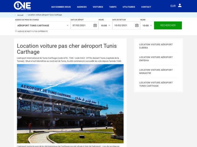 Location voiture  l'aroport tunis carthage