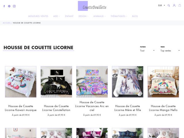 Housse de couette licorne