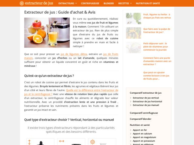 Jus de fruits et légumes frais à l'extracteur