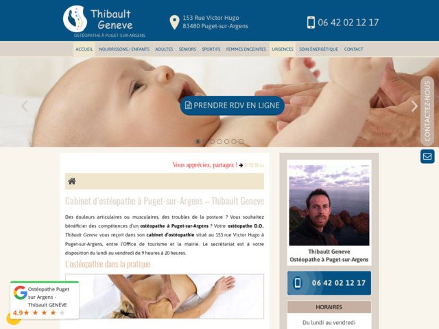 Ostéopathe pour bébé à Puget-sur-Argens, Thibault Geneve