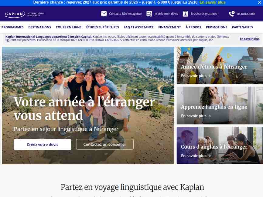 Kaplan International, séjour linguistique