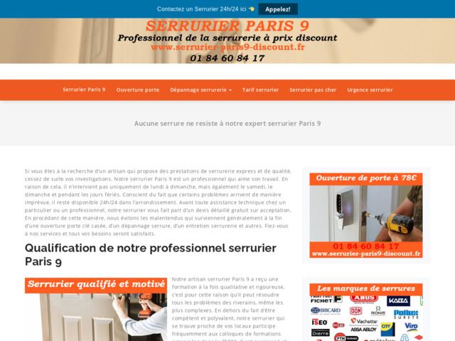 Etablissement de serrurerie dans le 75009