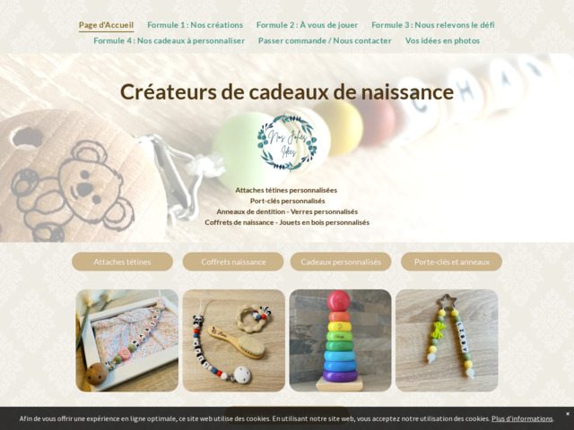 Cadeaux de naissances, attaches tétines
