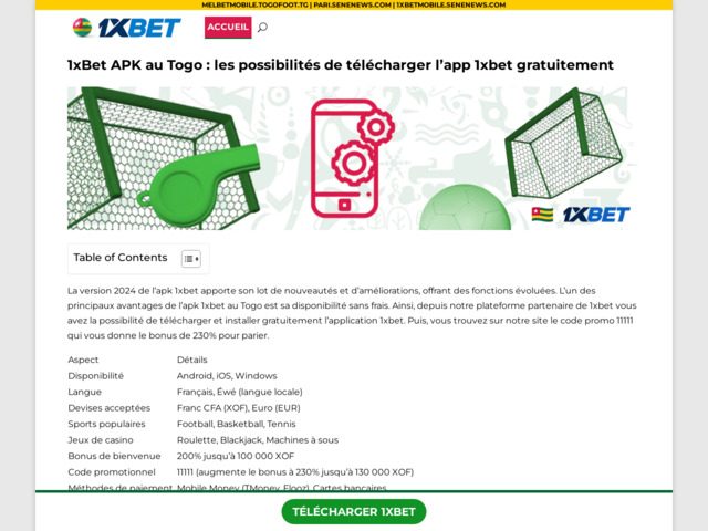 Application 1xbet togo : paris sportifs à portée de main