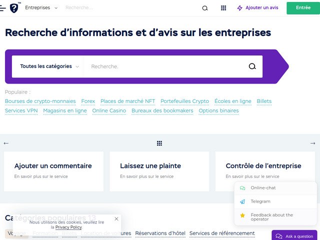 Recherche d'informations et d'avis sur les entreprises