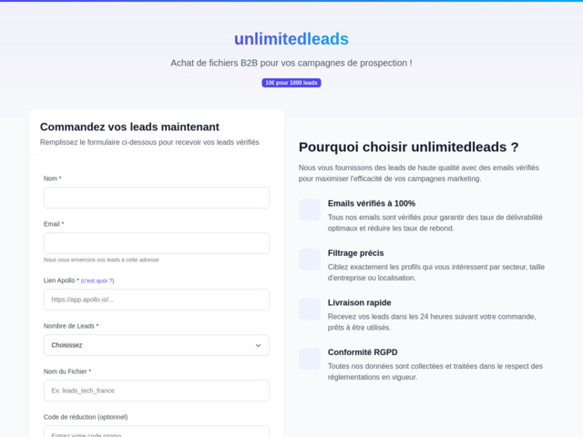 Unlimitedleads - achat de fichiers b2b pour vos campagnes de prospection !