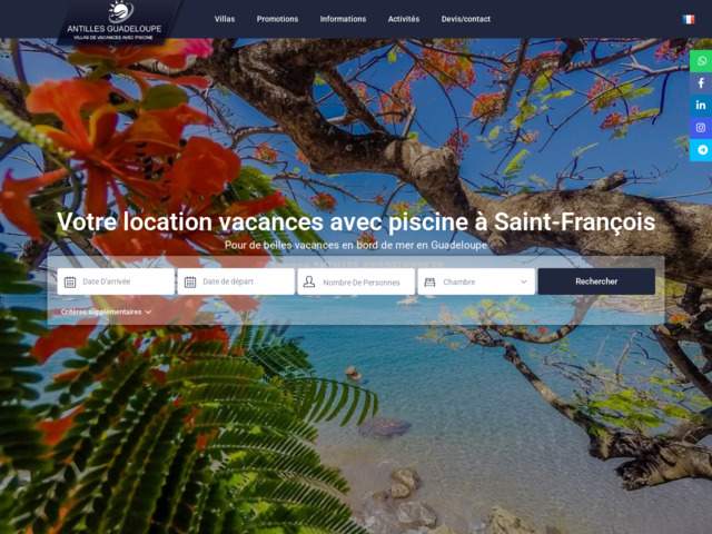 Antilles Guadeloupe : Villa Alamanda pour 68 personnes avec piscine