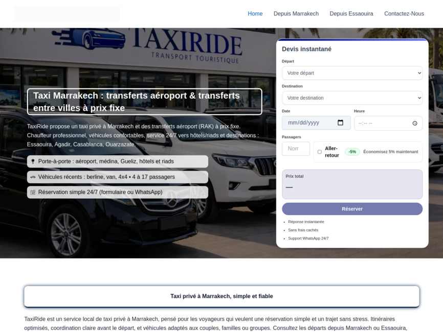 Taxiride est une entreprise locale de transport touristique
